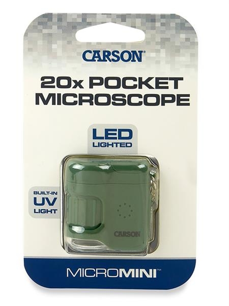 Carson MM-280 MicroMini Mini Mikroskop mit Schlüsselanhänger grün Lupe